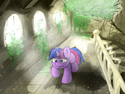 Size: 1024x768 | Tagged: safe, artist:fuzzyfox11, derpibooru import, twilight sparkle, ruins, solo