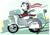 Size: 3508x2480 | Tagged: safe, artist:pk4g, rarity, pony, unicorn, driving, eyes closed, happy, hat, hoof hold, motor scooter, motorcycle, open mouth, smiling, solo, traffic light, vespa