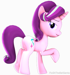 Size: 3850x4088 | Tagged: safe, artist:flushthebatsanta, starlight glimmer, pony, unicorn, 3d, female, glimmer glutes, looking at you, mare, open mouth, plot, raised hoof, source filmmaker