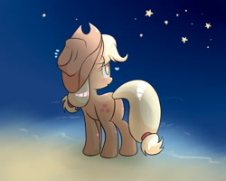 Size: 1500x1200 | Tagged: safe, artist:joycall6, applejack, earth pony, pony, beach, solo, stars