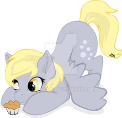 Size: 600x581 | Tagged: safe, artist:danie-me, derpy hooves, pony, food, muffin, simple background, solo, transparent background, watermark