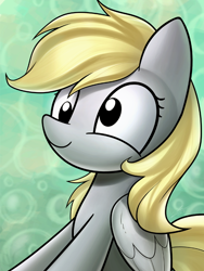 Size: 540x718 | Tagged: safe, artist:dori-to, part of a set, derpy hooves, pegasus, pony, abstract background, bubble, smiling, solo