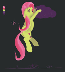 Size: 704x777 | Tagged: safe, artist:mcsadat, fluttershy, pegasus, pony, cloud, color palette challenge, hanging, limited palette, solo