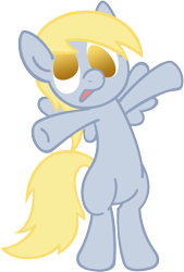 Size: 600x887 | Tagged: safe, artist:penguinbombsquad, derpy hooves, pegasus, pony, bipedal, female, mare, no pupils, simple background, solo, transparent background, vector