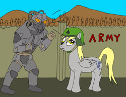 Size: 3300x2550 | Tagged: safe, artist:stupidprivate913, derpy hooves, pony, arch dornan, crossover, enclave, fallout, fallout 2