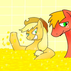 Size: 400x400 | Tagged: safe, artist:kushina13, applejack, big macintosh, earth pony, pony, bits, male, stallion