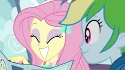 Size: 1920x1080 | Tagged: safe, derpibooru import, screencap, fluttershy, rainbow dash, better together, equestria girls, rollercoaster of friendship, cute, geode of fauna, shyabetes