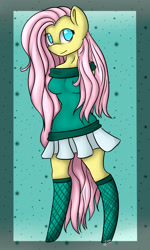 Size: 1500x2500 | Tagged: safe, artist:shinimini951, fluttershy, anthro, clothes, skirt, solo, sweatershy