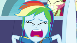 Size: 1920x1080 | Tagged: safe, derpibooru import, screencap, rainbow dash, roseluck, better together, equestria girls, rollercoaster of friendship, screaming, stop the ride