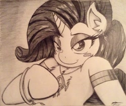 Size: 2010x1688 | Tagged: safe, artist:petanoprime, rarity, pony, unicorn, bedroom eyes, jewelry, monochrome, sketch, solo