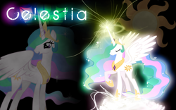 Size: 1680x1050 | Tagged: safe, artist:arakareeis, princess celestia, alicorn, pony, female, horn, mare, solo, wallpaper