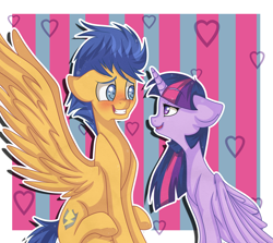 Size: 2800x2500 | Tagged: safe, artist:pastelflakes, derpibooru import, flash sentry, twilight sparkle, twilight sparkle (alicorn), alicorn, pony, backwards cutie mark, blushing, female, flashlight, male, mare, shipping, straight