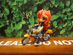 Size: 4608x3456 | Tagged: safe, artist:franklin, sunset shimmer, equestria girls, doll, equestria girls minis, eqventures of the minis, first world anarchist, motorcycle, toy