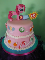 Size: 2448x3264 | Tagged: safe, pinkie pie, cake, irl, party cannon, photo