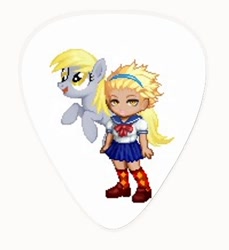 Size: 400x436 | Tagged: safe, derpy hooves, human, clothes, gaia online, guitar pick, humanized, school uniform