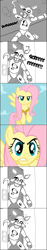 Size: 500x2687 | Tagged: safe, artist:old roots, fluttershy, fox, pegasus, pony, comic, five nights at freddy's, foxy, the stare
