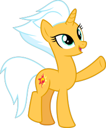 Size: 6400x7726 | Tagged: safe, artist:parclytaxel, part of a series, part of a set, fleetfoot, sunset shimmer, pony, unicorn, .svg available, absurd resolution, female, looking up, mane swap, mare, pointing, raised leg, simple background, smiling, solo, transparent background, vector