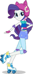 Size: 267x604 | Tagged: safe, rarity, equestria girls, friendship games, canterlot high, clothes, helmet, looking at you, official, pads, roller skates, school spirit, simple background, solo, transparent background, wondercolts