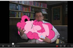 Size: 600x400 | Tagged: safe, edit, pinkie pie, human, angry video game nerd, cradling, cute, irl, irl human, photo