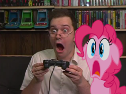 Size: 1094x816 | Tagged: safe, artist:kuren247, edit, pinkie pie, human, angry video game nerd, colecovision, game glitches, irl, irl human, photo