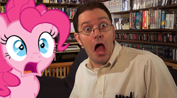 Size: 640x355 | Tagged: safe, artist:flawlesstea, edit, pinkie pie, human, angry video game nerd, irl, irl human, photo