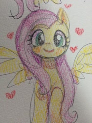 Size: 768x1024 | Tagged: safe, artist:nitronic, fluttershy, pegasus, pony, cute, smiling, solo, traditional art