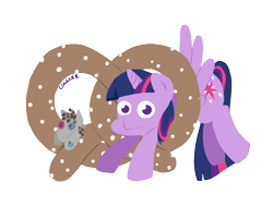 Size: 1142x866 | Tagged: safe, artist:coggler, derpibooru import, smarty pants, twilight sparkle, twilight sparkle (alicorn), alicorn, pony, female, mare, pretzel, pretzel coordination, solo, twipretzel