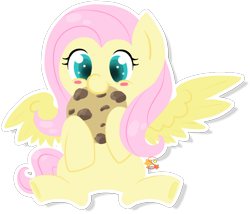 Size: 852x728 | Tagged: safe, artist:mochi--pon, fluttershy, pegasus, pony, cookie, cute, filly, shyabetes, simple background, solo, transparent background