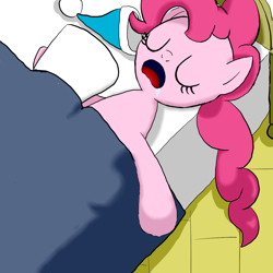 Size: 1024x1024 | Tagged: dead source, safe, artist:k-chan, pinkie pie, earth pony, pony, cute, explicit source, pixiv, sleeping, solo