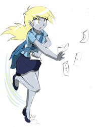 Size: 2016x2676 | Tagged: safe, artist:danmakuman, derpy hooves, equestria girls, clothes, commission, cosplay, costume, elena, female, letter, mailmare, postmare, solo, street fighter, tripping