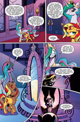 Size: 1073x1650 | Tagged: safe, idw, princess celestia, sunset shimmer, alicorn, pony, spoiler:comic, spoiler:comicannual2013, advertisement, idw advertisement, magic mirror, preview