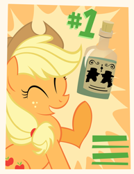 Size: 1200x1553 | Tagged: safe, artist:pixelkitties, applejack, earth pony, pony, leap of faith, #1, applejack approved, endorsement, eyes closed, flim flam miracle curative tonic, poster, solo