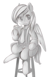 Size: 785x1256 | Tagged: safe, artist:ende26, derpibooru import, rainbow dash, pegasus, pony, monochrome, solo