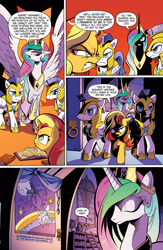 Size: 1073x1650 | Tagged: safe, idw, nightmare moon, princess celestia, sunset shimmer, alicorn, pony, spoiler:comic, spoiler:comicannual2013, advertisement, book, idw advertisement, preview, royal guard