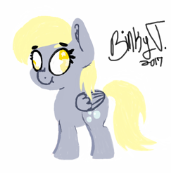 Size: 3888x3832 | Tagged: safe, artist:binkyt11, derpibooru exclusive, derpy hooves, pegasus, pony, beanbrows, cutie mark, derp, eyebrows, female, hooves, lineless, mare, ms paint, nose wrinkle, quality, simple background, solo, starry eyes, white background, wingding eyes, wings