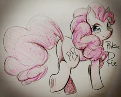 Size: 770x618 | Tagged: safe, artist:norang94, pinkie pie, earth pony, pony, colored, plot, sketch, smiling, solo, traditional art
