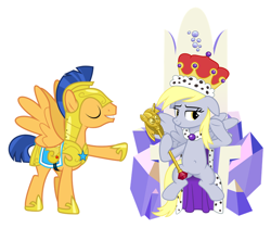 Size: 780x656 | Tagged: source needed, safe, artist:cheezedoodle96, artist:masem, edit, derpy hooves, flash sentry, pony, best friends, female, mare, queen derpy, scepter, twilight scepter