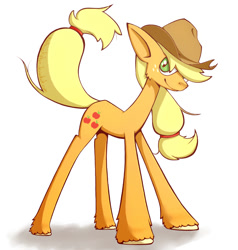 Size: 950x1000 | Tagged: safe, artist:kathyatipton, applejack, earth pony, pony, applejack's hat, blonde, blonde mane, blonde tail, female, green eyes, mare, orange coat, solo