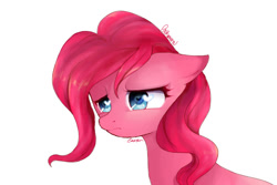 Size: 600x400 | Tagged: safe, artist:cas-kun, pinkie pie, earth pony, pony, floppy ears, heart eyes, sad, simple background, solo