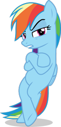 Size: 519x1075 | Tagged: safe, artist:frownfactory, derpibooru import, rainbow dash, pegasus, pony, the washouts (episode), .svg available, angry, bipedal, bipedal leaning, female, leaning, mare, raised eyebrow, simple background, solo, standing, svg, transparent background, vector, wings