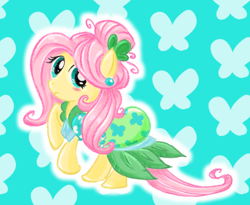 Size: 682x560 | Tagged: safe, artist:rirom, fluttershy, pegasus, pony, clothes, dress, pixiv, solo