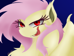 Size: 800x600 | Tagged: safe, artist:katrittaja, fluttershy, anthro, flutterbat, looking at you, solo