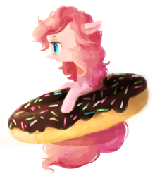 Size: 575x652 | Tagged: safe, artist:zombeegost, pinkie pie, earth pony, pony, donut, simple background, solo