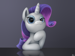 Size: 1600x1200 | Tagged: safe, artist:luminousdazzle, rarity, pony, unicorn, hooves on the table, looking at you, solo, uncanny valley