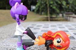 Size: 6000x4000 | Tagged: safe, artist:artofmagicpoland, sci-twi, sunset shimmer, twilight sparkle, equestria girls, doll, dragging, equestria girls minis, this will end in experiments, this will end in tears, this will not end well, toy