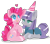 Size: 2507x2198 | Tagged: safe, artist:snow angel, maud pie, pinkie pie, earth pony, pony, colored pupils, duo, hat, heart, high res, party hat, pixiv, prone, simple background, sitting, transparent background, watermark