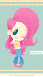 Size: 562x986 | Tagged: safe, artist:ilianagatto, fluttershy, human, chibi, humanized, solo, winged humanization