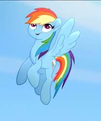 Size: 417x502 | Tagged: safe, derpibooru import, screencap, rainbow dash, pegasus, pony, my little pony: the movie, cropped, cutie mark, female, flying, looking up, mare, solo