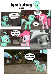 Size: 2264x3332 | Tagged: safe, artist:goatcanon, derpy hooves, lyra heartstrings, night glider, pinkie pie, earth pony, pony, comic:lyra's story, 3d, comic, heavy, soldier, source filmmaker, team fortress 2