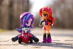 Size: 6024x4020 | Tagged: safe, artist:artofmagicpoland, starlight glimmer, sunset shimmer, equestria girls, doll, equestria girls minis, eqventures of the minis, silly human, toy, toy car, wat